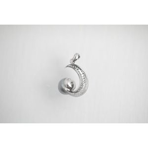 Mid Night Crescent <b>Moon</b> Pearl Pendant <b>Charm</b> - Product Image 4