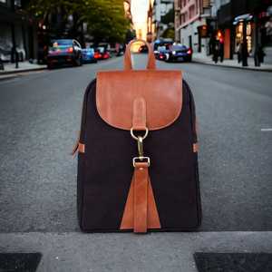 Sac à dos d'étudiant unisexe élégant et léger en cuir véritable de qualité supérieure Sac de voyage décontracté durable Fermeture à glissière 20-36L Arcuate - Product Image 1