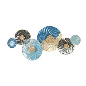 Fil et feuille de fer en métal moderne du milieu du siècle Design de ligne ronde Art mural coloré blanc et noir et or pour le salon et la chambre - Product Image 2