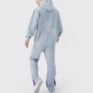 ชุดวอร์มแบบมีฮู้ดพิมพ์ลายสีพื้นสำหรับฤดูหนาว ผ้าฝ้าย 100% ระบายอากาศได้ดี น้ำหนักเบา สไตล์ดิสเทรส ล้างสีแบบแอซิดวอช สำหรับผู้ชาย - Product Image 5