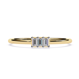 Three-stone baguette Natural diamond <b>dainty</b> band 18k gold <b>ring</b> with IGI Certified jewelry Wedding <b>Ring</b> for Women - Product Image 1