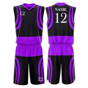 Ensemble d'uniformes de basket-ball d'équipe personnalisés pour adultes évacuation de l'humidité 100% polyester tissu imperméable impression numérique logo personnalisé - Product Image 1