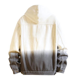 Streetwear d'hiver pour hommes, veste en denim épais à col montant, manteau en toile avec teinture par cravate et polaire, chaud pour les activités de plein air - Product Image 2