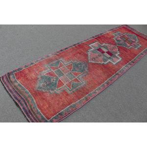 Alfombra Turca Vintage, Alfombra de Pasillo de 3x9.9 pies, Alfombra Persa Roja Herki - Product Image 2