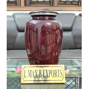 Urnes de crémation en aluminium cerise rouge pour adultes avec sac en velours gratuit prix de gros - Product Image 1