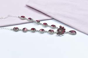 สร้อยคอทำด้วยมือสีเงินสเตอร์ลิงสีฟ้าครามดอกรักเร่พร้อมโซ่ขนาด18นิ้วของขวัญสำหรับผู้หญิง - Product Image 2