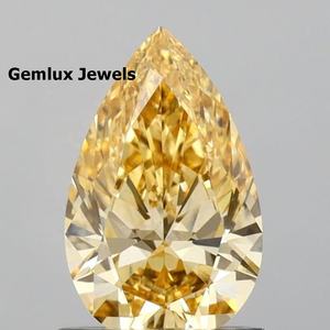 Diamante de laboratorio de 6 quilates con certificación IGI, corte pera, color amarillo intenso, claridad VS, diamante suelto para joyería. - Product Image 1