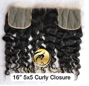 Vente en gros 16 "lâche bouclés 5x5 Transparent dentelle fermeture cuticule aligné brut vierge brésilien indien cheveux humains expédiés DHL - Product Image 2