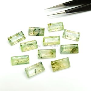 Piedra Preciosa Rectangular Facetada de Prehnita Verde Natural para Joyería, Piedra Calibrada Suelta para Colgante y Anillo, 12x6mm, al por Mayor - Product Image 5