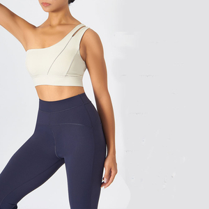 Sujetador deportivo corto de un hombro de palangre para mujer Venta al por mayor Camisola de entrenamiento de gimnasio con correas ajustables Opciones de talla grande - Product Image 3