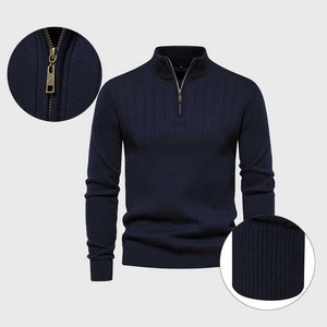 Premium hommes hiver polaire quart fermeture éclair pull broderie personnalisée 350 GSM brossé intérieur chaud sweat avant OEM ODM - Product Image 5