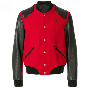 Fabricante directo de alta calidad bordado personalizado poliéster mangas de cuero Letterman chaquetas hombres invierno chaqueta polar botón - Product Image 1