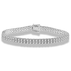 Pulsera de tenis con aspecto de platino, joyería ostentosa de lujo con diamantes creados, estilo Riviera de doble fila para hombres y mujeres - Product Image 1