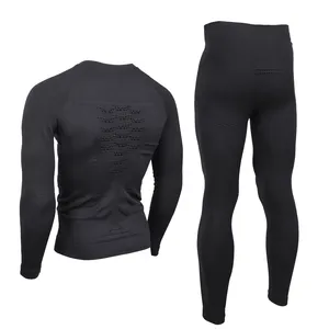 Calzoncillos largos negros ajustados de invierno para mujer al por mayor, traje térmico transpirable, ropa interior térmica larga para mujer con logotipo personalizado