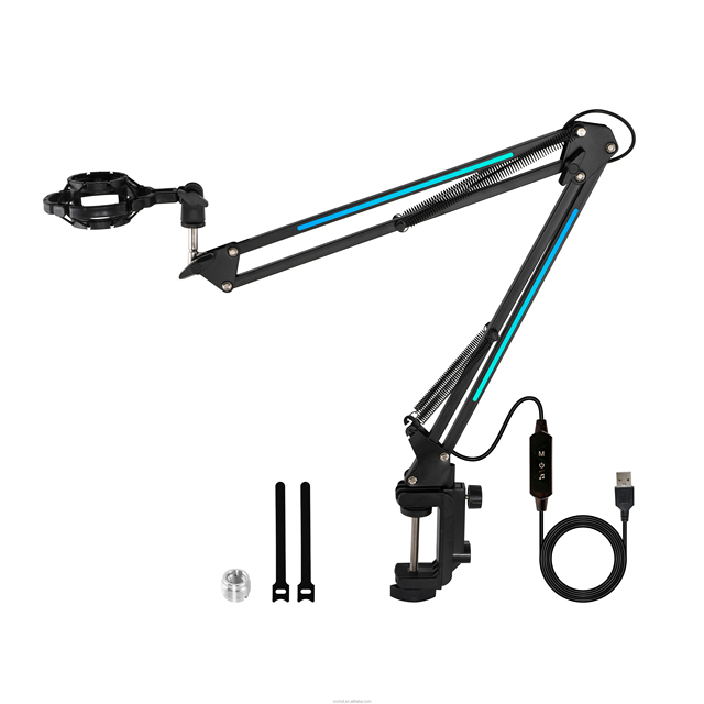 Sound Activated Metal Mic Arm with Marquee RGB Lights and Shock Mount Voxfull LB35