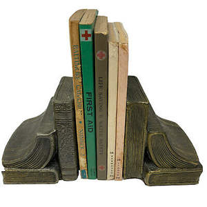 Serre-livres vintage en marbre noir fait à la main avec deux pièces de table et de bureau décoratif en métal serre-livres accessoires de livre - Product Image 1