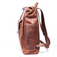 Sac à dos en cuir végétalien personnalisé à la mode pour hommes Roll Top Sac à dos Sac à dos Rolltop Sac à dos LRTB-0130