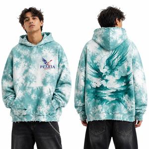 Custom <b>Tie</b> <b>Dye</b> Hooded <b>Sweatshirt</b> Unisex Loose Fit Pullover Pocket Front Graphic Print Polyester/Cotton Anti-Pilling for - Product Image 6