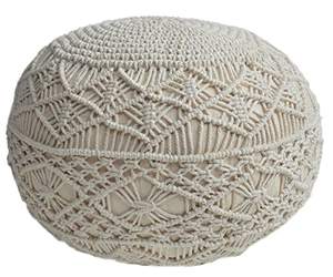 100% Cotton Macrame Pouf Ottoman Large Home Furniture for Living Room Couch & Bedroom <b>Outdoor</b>-Friendly for Hotels and Villas - Product Image 2