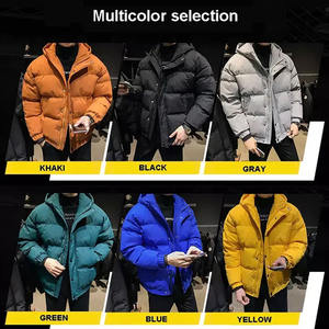 แจ็กเก็ตขนเป็ดมีฮู้ดโอเวอร์ไซส์ผู้ชายผ้าแคนวาสแบบถักคอตั้งแบบลำลองมีซิปปิดสำหรับฤดูหนาวโลโก้ออกแบบได้ตามต้องการ - Product Image 3