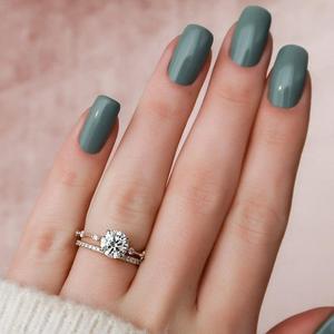 Anillo de compromiso redondo de moissanita para mujer, chapado en oro blanco, Plata de Ley 925, joyería fina, regalo de boda - Product Image 2