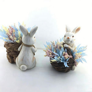 กระถางต้นไม้ลายกระต่ายอีสเตอร์สไตล์วินเทจ พร้อมดอกไม้แห้ง ของตกแต่งบ้านสไตล์เรียบง่าย ของขวัญอีสเตอร์ ของประดับตกแต่งสไตล์ฟาร์มเฮาส์ - Product Image 1