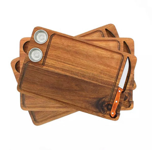 Assiette à steak en bois d'acacia de qualité supérieure 2 tasses à condiments planche de service à découper personnalisée et écologique sans danger pour la cuisine - Product Image 3