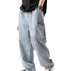 กางเกงยีนส์ขาบานสำหรับผู้ชายกางเกงเอวต่ำแบบลำลองออกแบบโลโก้ได้ตามต้องการ - Product Image 2