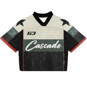 Por encargo de lujo Streetwear Oversized V cuello de fútbol recortada Boxy recortada camiseta de malla de fútbol Jersey para los hombres - Product Image 5