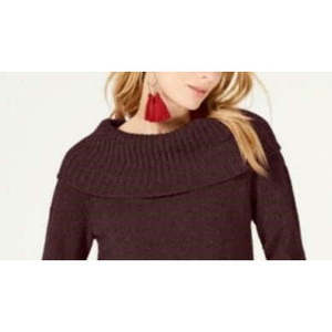 INC International Concepts Maglione invernale casual da donna, traspirante, in ciniglia, con collo a cappuccio, rosso premium, taglia media - Product Image 2