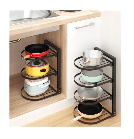 Kitchen pot shelf free punching multi -layer storage shelf layered vertical home table shelf downwater sink