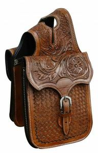 Genuine <b>Leather</b> Saddle Bag for Western Horse Saddle Motorcycle Use Handtooled Handcarved <b>Leather</b> Work SS Fitting Customised - Product Image 2