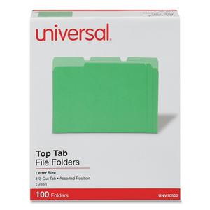 Universal Deluxe Colored Top Tab File Folders 1/3-Cut Tabs <b>Letter</b> Size Green/Light Green (100/<b>Box</b>) Made Paper Include A4 Bag - Product Image 4