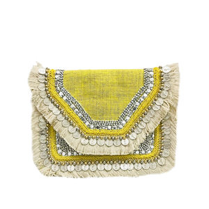 Bolso de mano de diseñador artesanal con bordado de piedras y cuentas bohemias Banjara para damas que mezclan la tradición con el estilo - Product Image 1