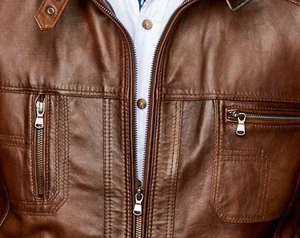 Wholesale Genuine Leather <b>Jackets</b> Men Custom Leather <b>Jacket</b> for Men Pure Leather Men's <b>Jackets</b> - Product Image 4