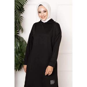 ชุดวอร์มมีฮู้ดของผู้หญิงพร้อมรายละเอียดสัญลักษณ์เส้นด้ายคู่สีดำ - Product Image 5