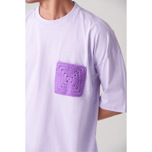T-shirt surdimensionné violet avec poche - Product Image 2