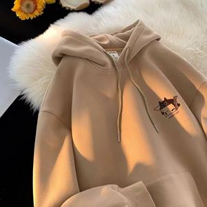 Sudadera con Capucha Holgada y Ecológica para Mujer, Estilo Americano, con Forro Polar, Versátil, con Logotipo de Dibujos Animados en la Parte Delantera, para Otoño/Invierno - Product Image 3