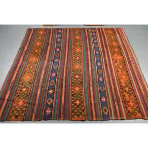 Kilim Orange Vert Laine Tapis 5.9X6.2 ft Turc Grande Surface Plat Armure Latex Support pour Couloir Rectangle Modèle Chambre Tapis Nouveau! - Product Image 3