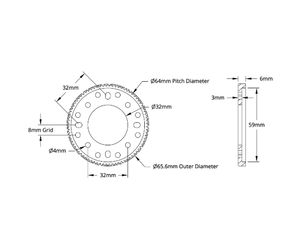 อะลูมิเนียมซีรีส์ 4302, MOD 0.8, เฟืองติดตั้งบนดุม (รูขนาด 32 มม., 80 ฟัน) สำหรับหุ่นยนต์ STEM REV WCP FTC FRC - Product Image 2