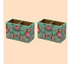 Soporte para cubiertos y papel tisú, soporte para tenedor y cuchara de madera, soporte para cubiertos, estante para mesa de cocina, compartimentos para uso en Mesa - Product Image 6