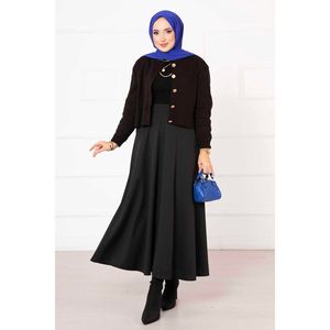 Mevlana กระโปรงทรงตรงมีจีบผ้าฝ้ายขนสัตว์ปักลายดอกไม้สีดำระบายอากาศมีระบายสไตล์เด็กผู้ชายยาว - Product Image 2