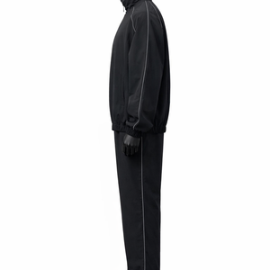 Men’s Black Training Tracksuit Set <b>Zip</b> <b>Up</b> <b>Jacket</b> & Pants Contrast Piping Nylon Tracksuit Uniform Custom Logo OEM Wholesale - Product Image 4