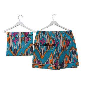 Ensemble de pyjama romantique à manches courtes pour femmes 100% coton doux respirant Fermeture à cordon Vêtement de nuit d'été - Product Image 3