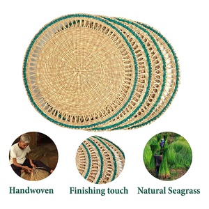 Llamativos manteles individuales de algas marinas naturales, manteles de mesa de mimbre, decoración de manteles de mesa para exhibición de platos de comida - Product Image 1