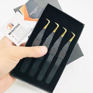 แหนบขนตาปลอม90องศาปรับแต่งได้สีทองพลาสม่าปลายแหลมสแตนเลสฉลากส่วนตัว - Product Image 1