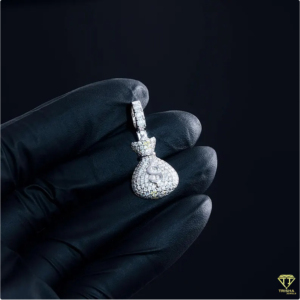 Colgante de Plata de Ley 925 para bolsa de dinero de moissanita, colgante de hip hop helado, colgante grueso de moissanita hecho a mano personalizado - Product Image 6