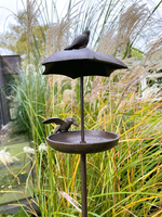 Bain d'oiseaux grand en fonte Mangeoire à oiseaux en métal Ornement de jardin Fontaine d'arrosage Bain d'oiseaux décoratif pour pelouse