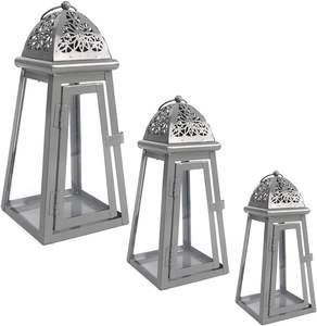 <b>Set</b> of 3 Traditional Style Moroccan Style <b>Lantern</b> Silver <b>Lantern</b> for Home Decoration and Living Room for Christmas Decoration - Product Image 1