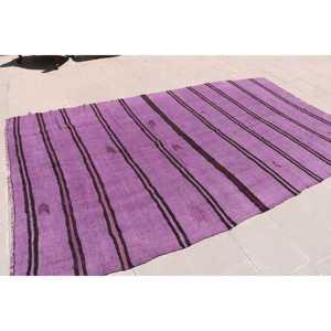 พรมตุรกีขนาด 6.4x10.3 ฟุต พรมวินเทจขนาดใหญ่ พรมลายดอกไม้สีม่วง - Product Image 2